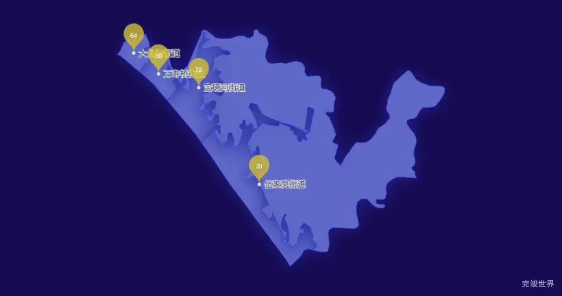 宜昌市伍家岗区GeoJSON地图水滴状气泡图